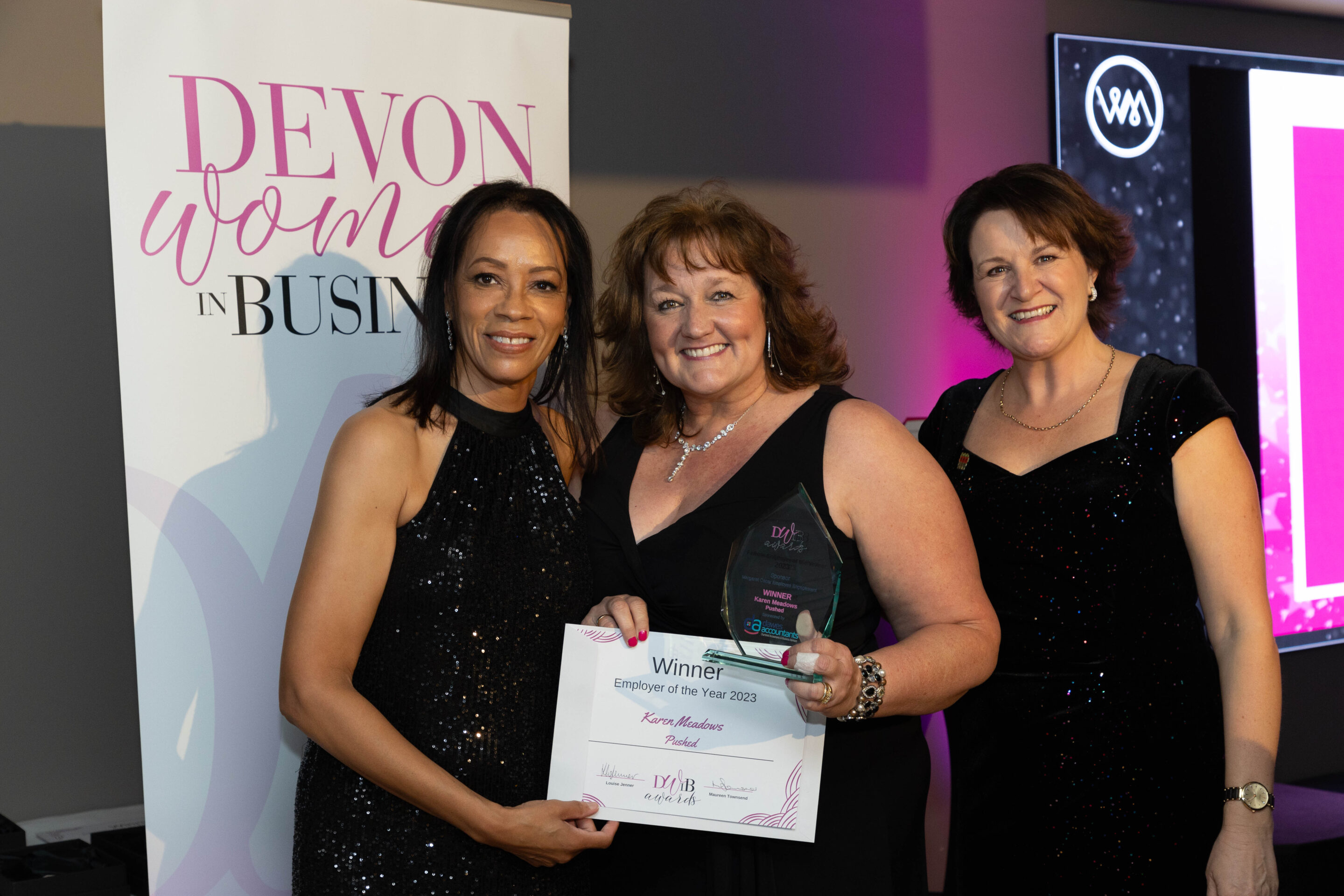 Margaret Oscar, Karen Meadows and Louise Jenner at the Devon Women in Business Awards.