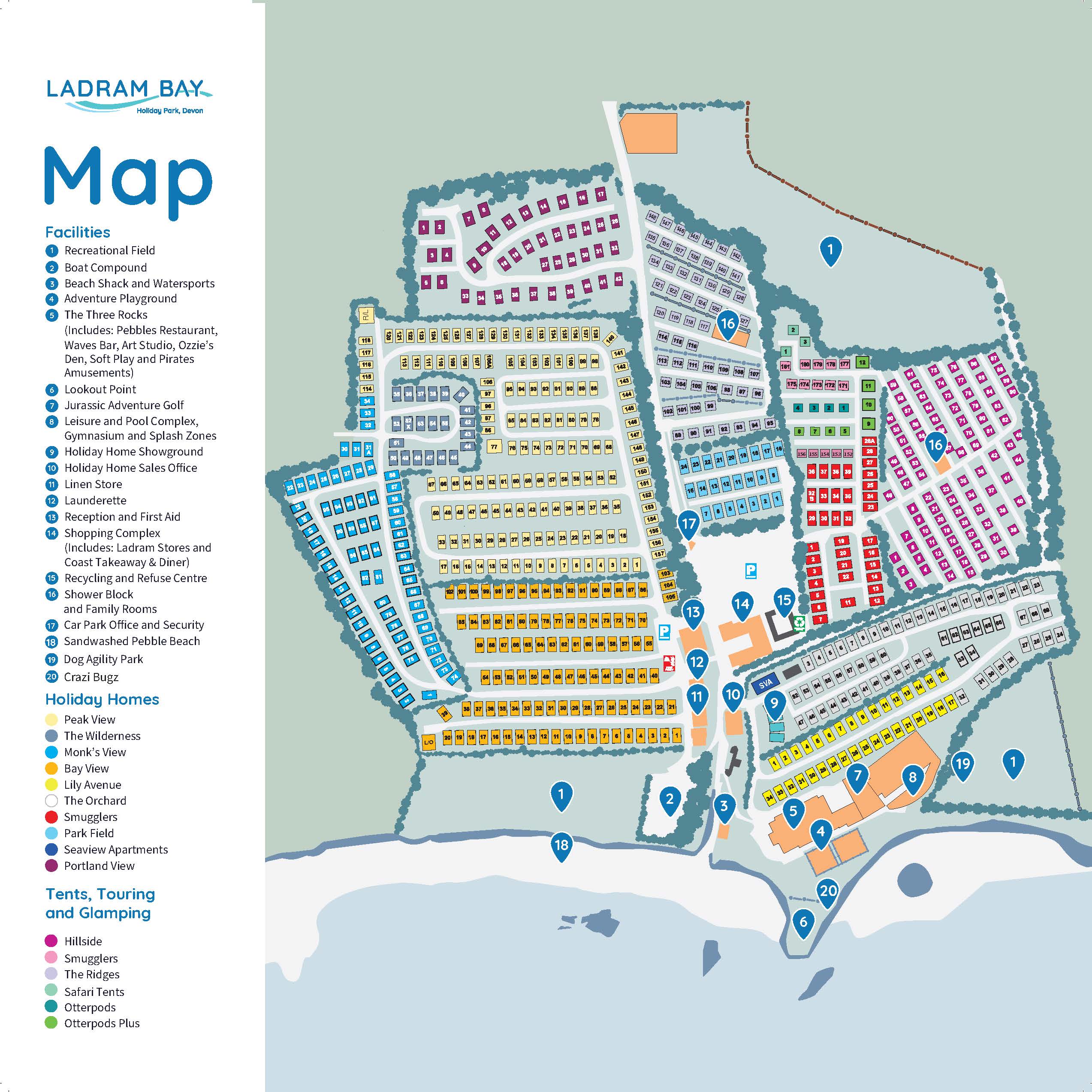 Site Map of Ladram Bay Holiday Park