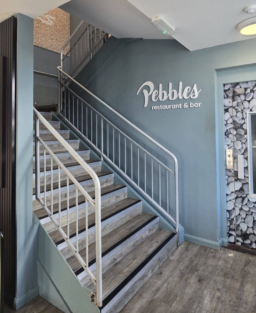 Entrance to Pebbles Restaurant at Ladram Bay.